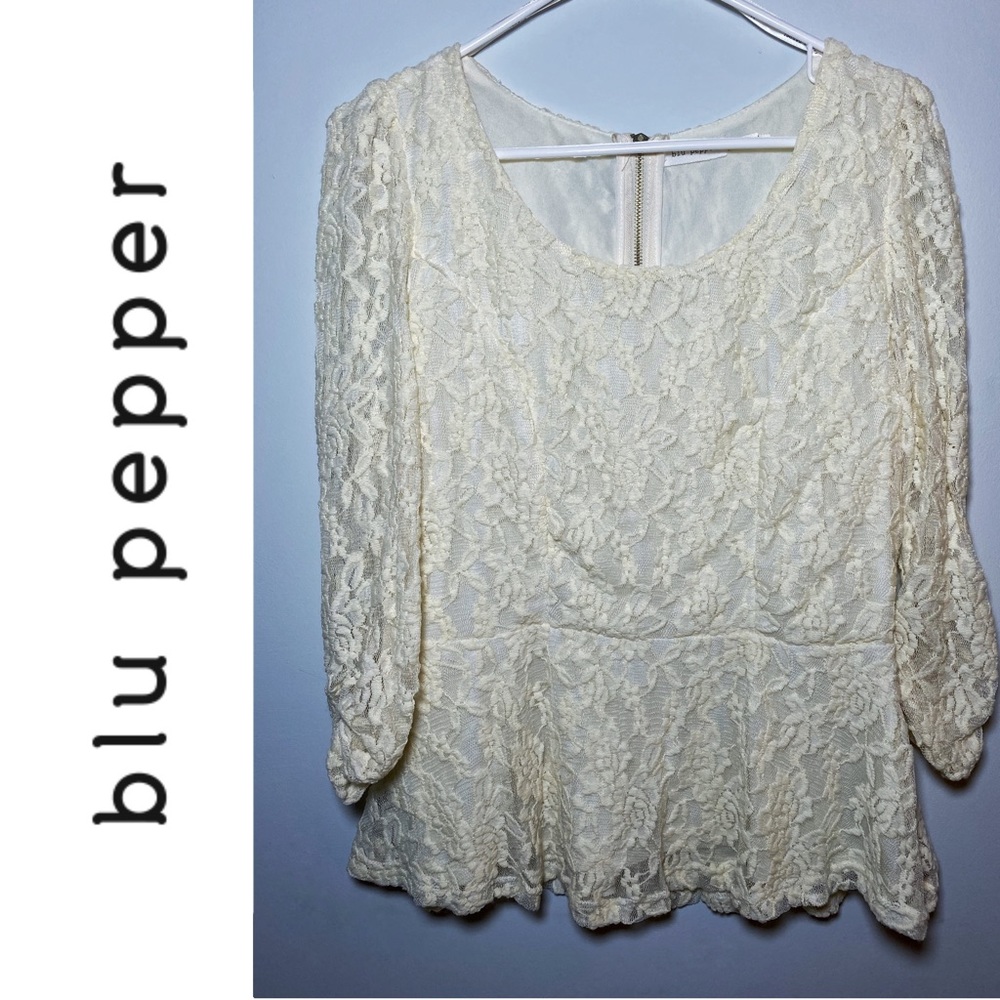 Blu Pepper Lace Peplum Top